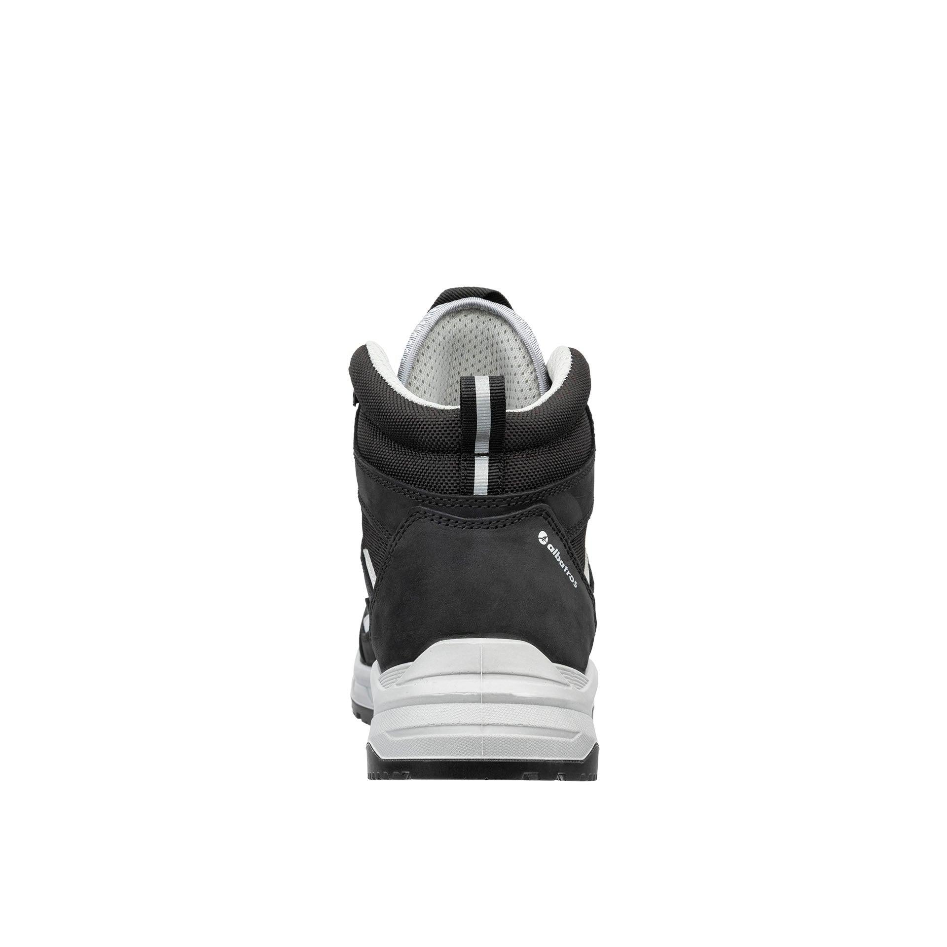 Rückansicht Sicherheitsschuh VECTOR BLK MID mit Fersenlasche und gepolstertem Schaft