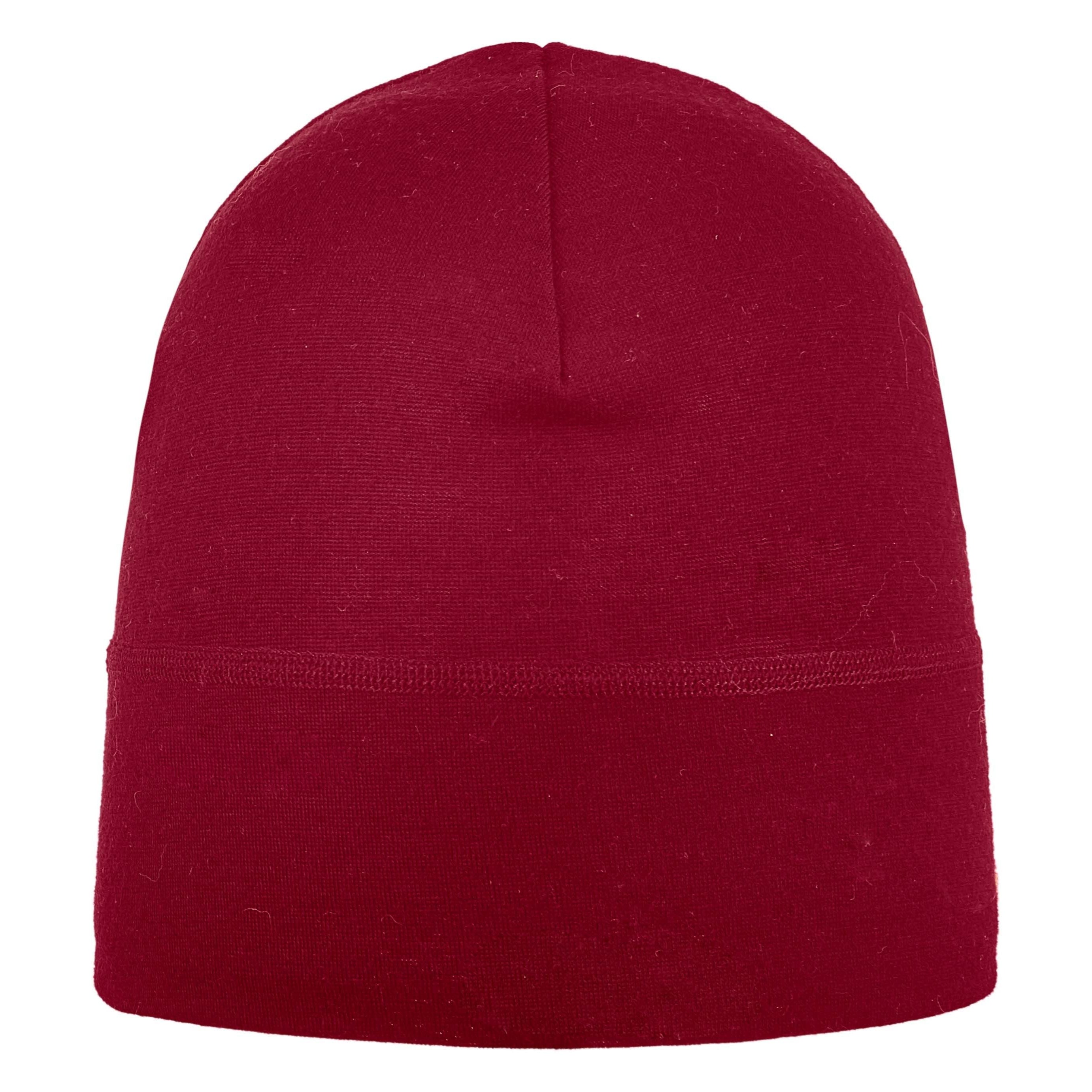 Weinrote ARECO Merino-Laufmütze in one size, Vorderansicht