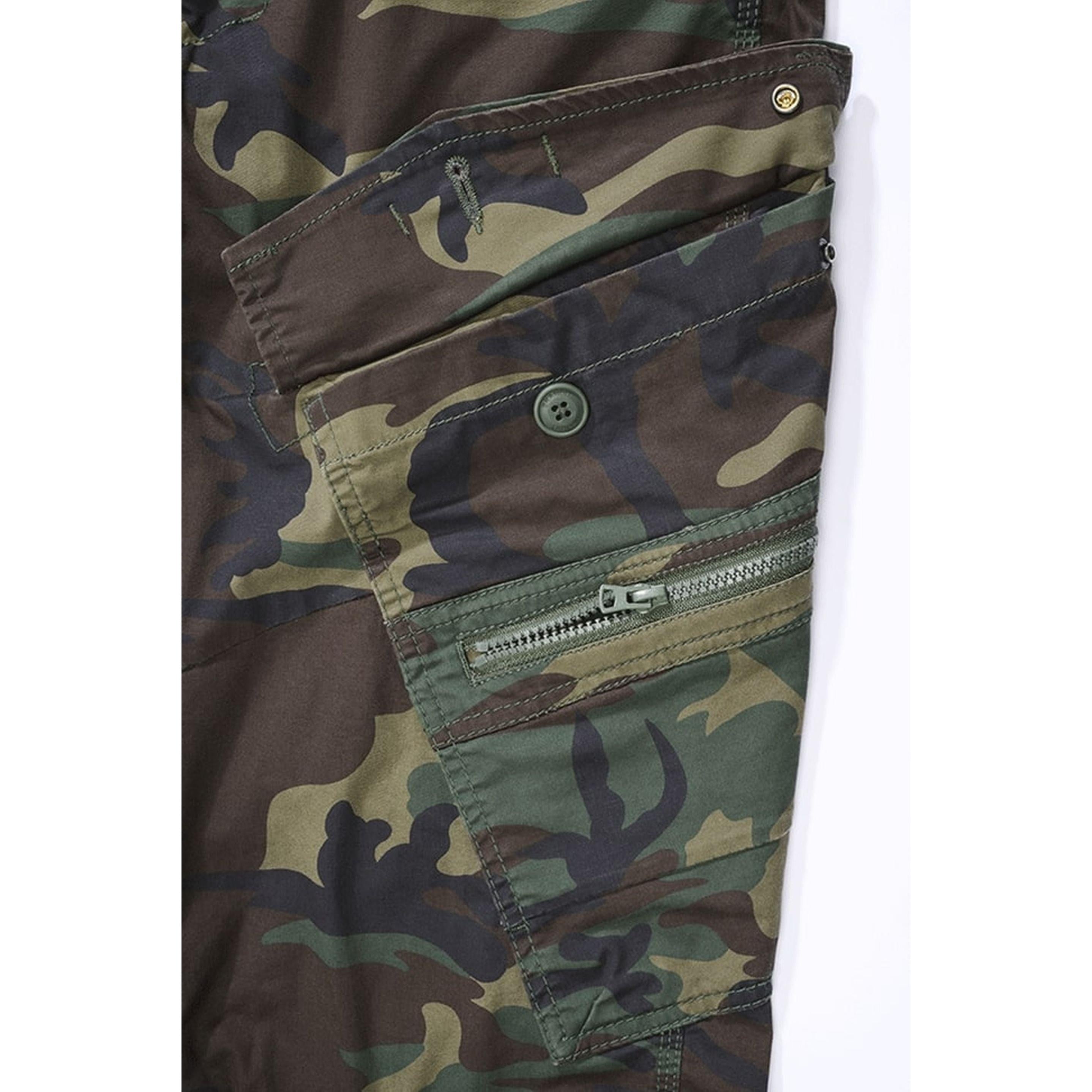 Detailansicht Beintasche mit Reißverschluss Herren Cargohose Camouflage