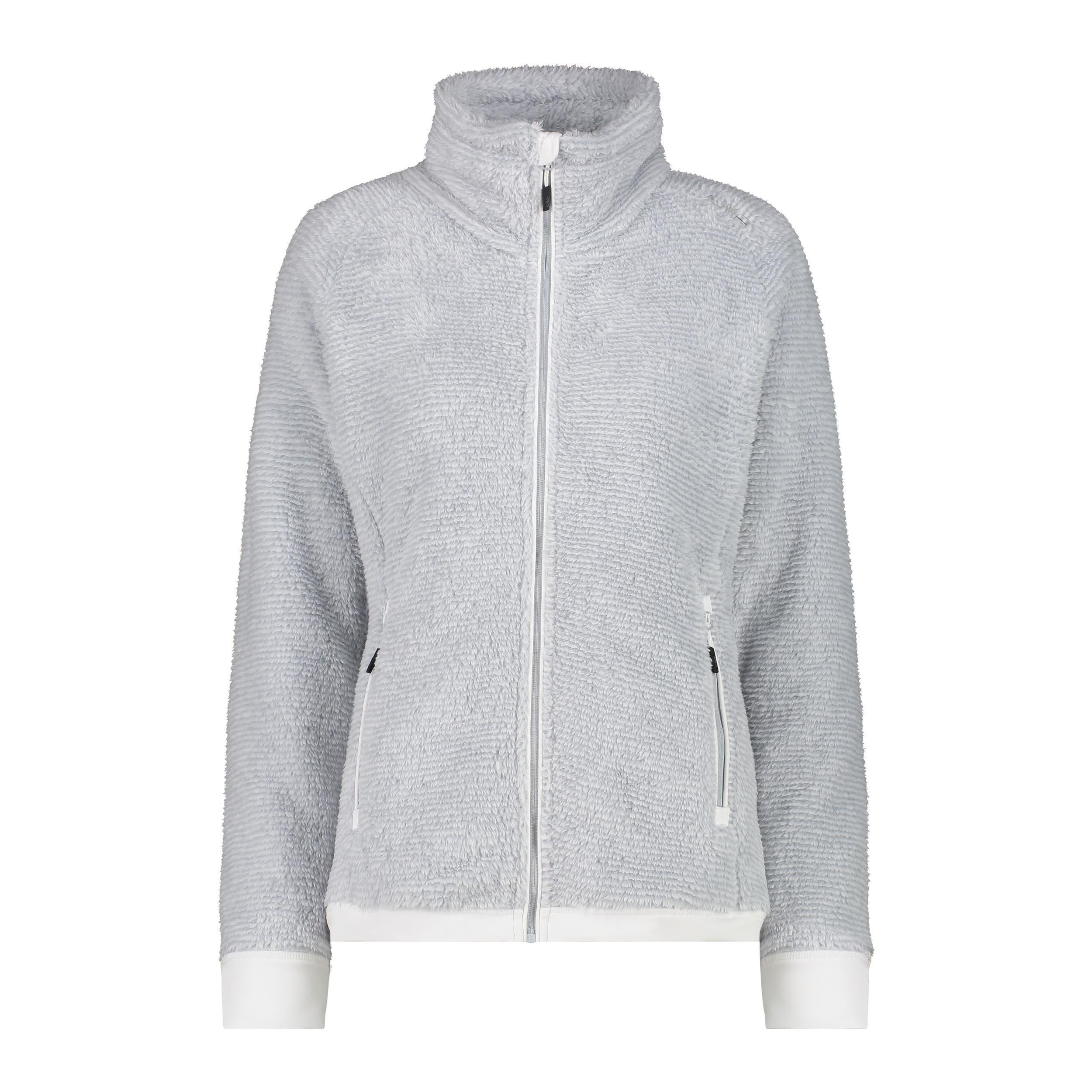 Vorderansicht der Damen HighLoft Fleecejacke in alluminio-bianco