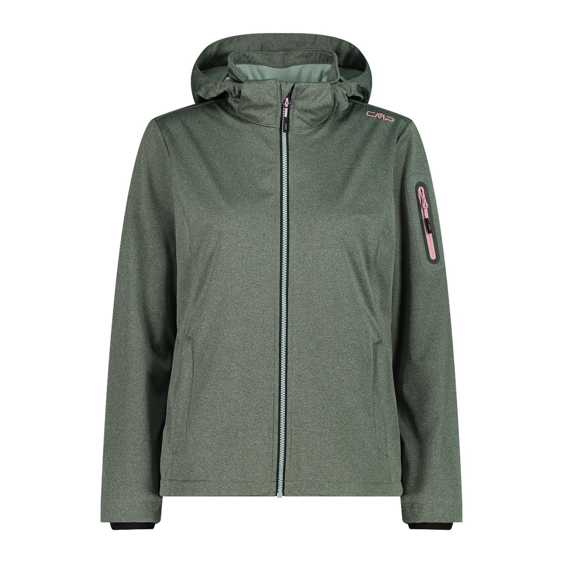 CMP Damen Softshelljacke darker jade – Vorderansicht mit Kapuze