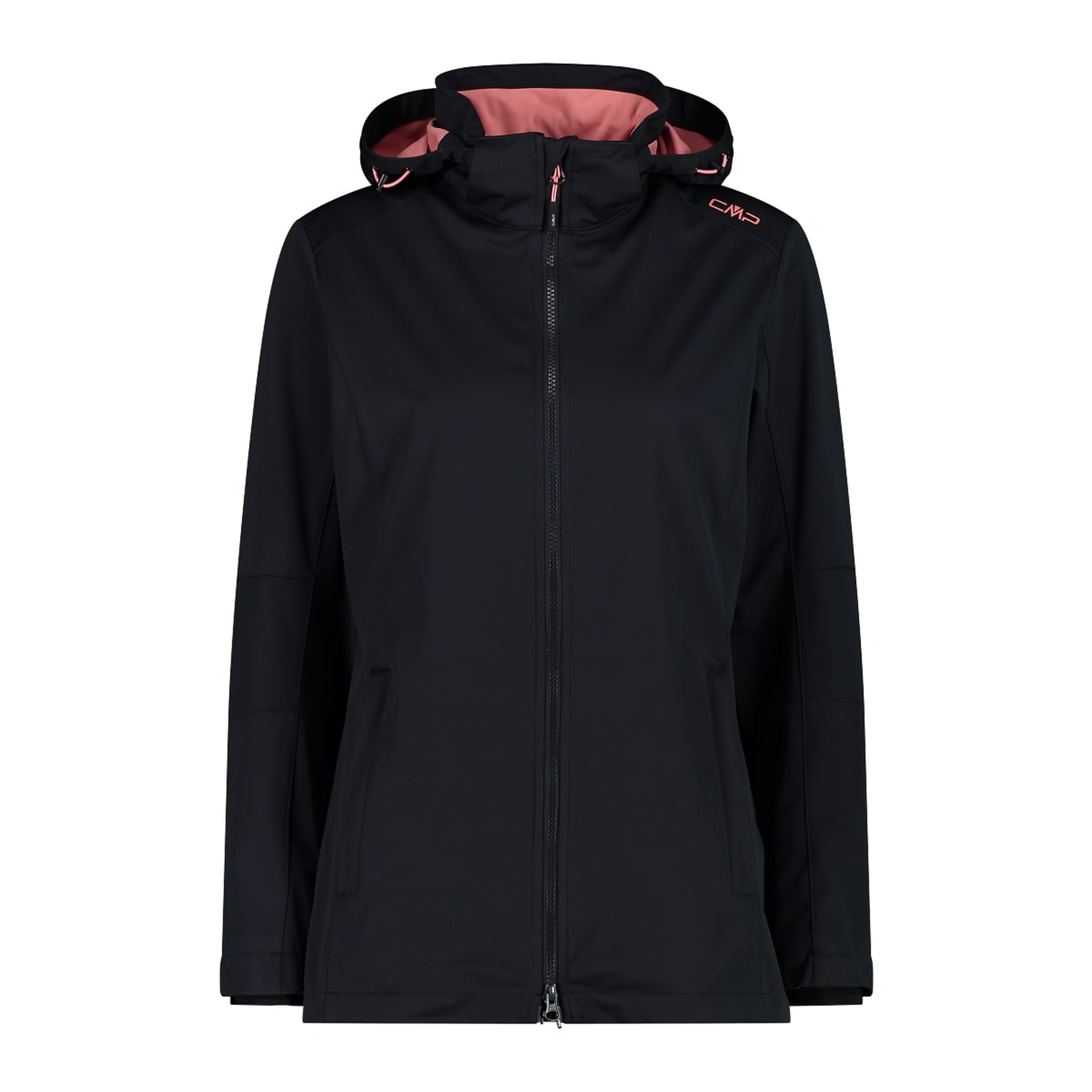 CMP Damen Light Softshelljacke in Anthrazit mit Kapuze – Frontansicht