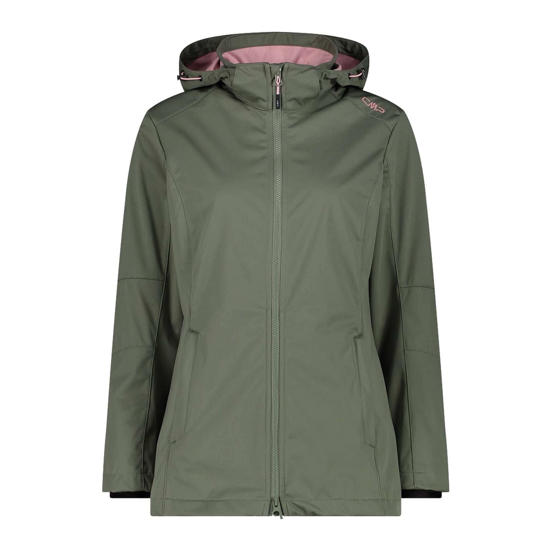Damen Softshelljacke in salvia mit Reißverschluss und Kapuze