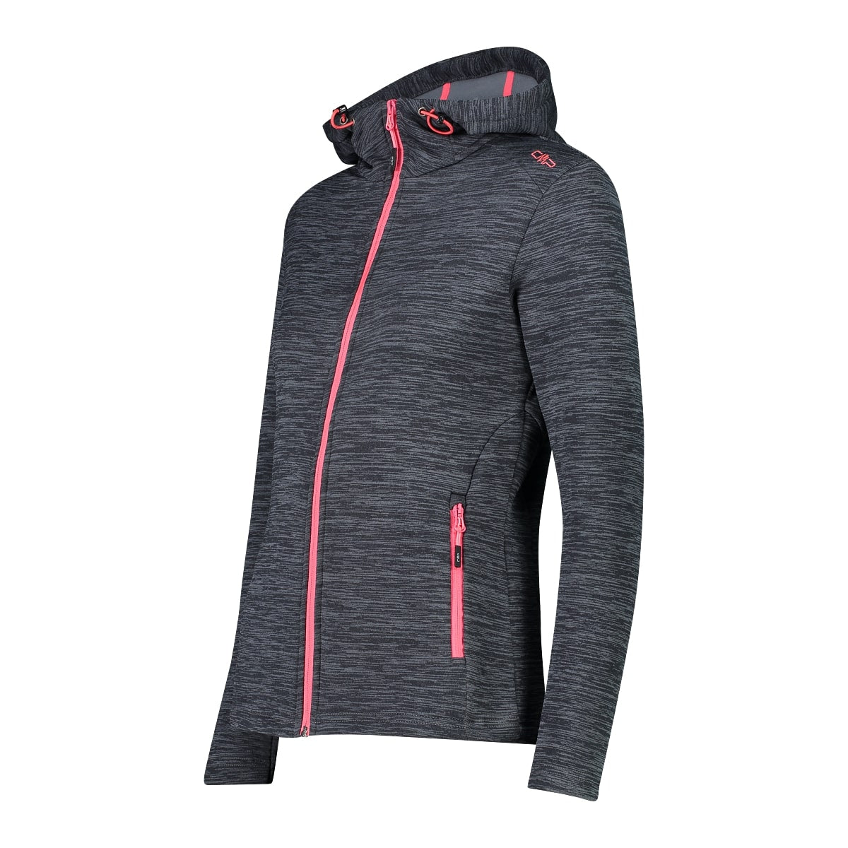 CMP Damen Stretch-Performance Kapuzenfleece 30E9676 titanio-acqua