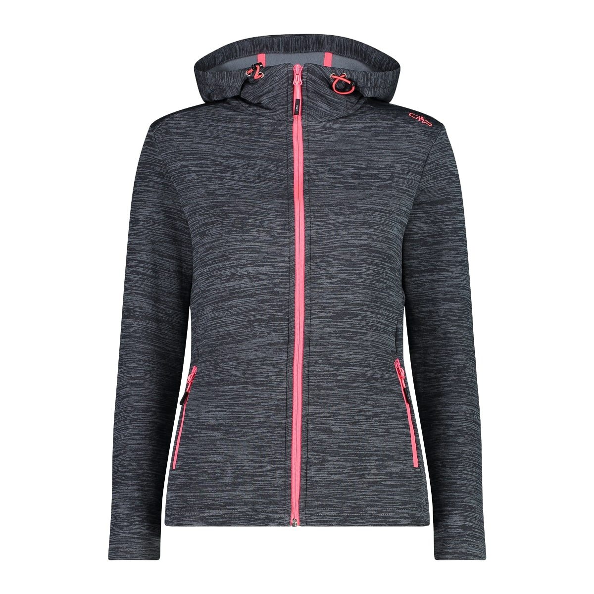 CMP Damen Stretch-Performance Kapuzenfleece 30E9676 titanio-acqua