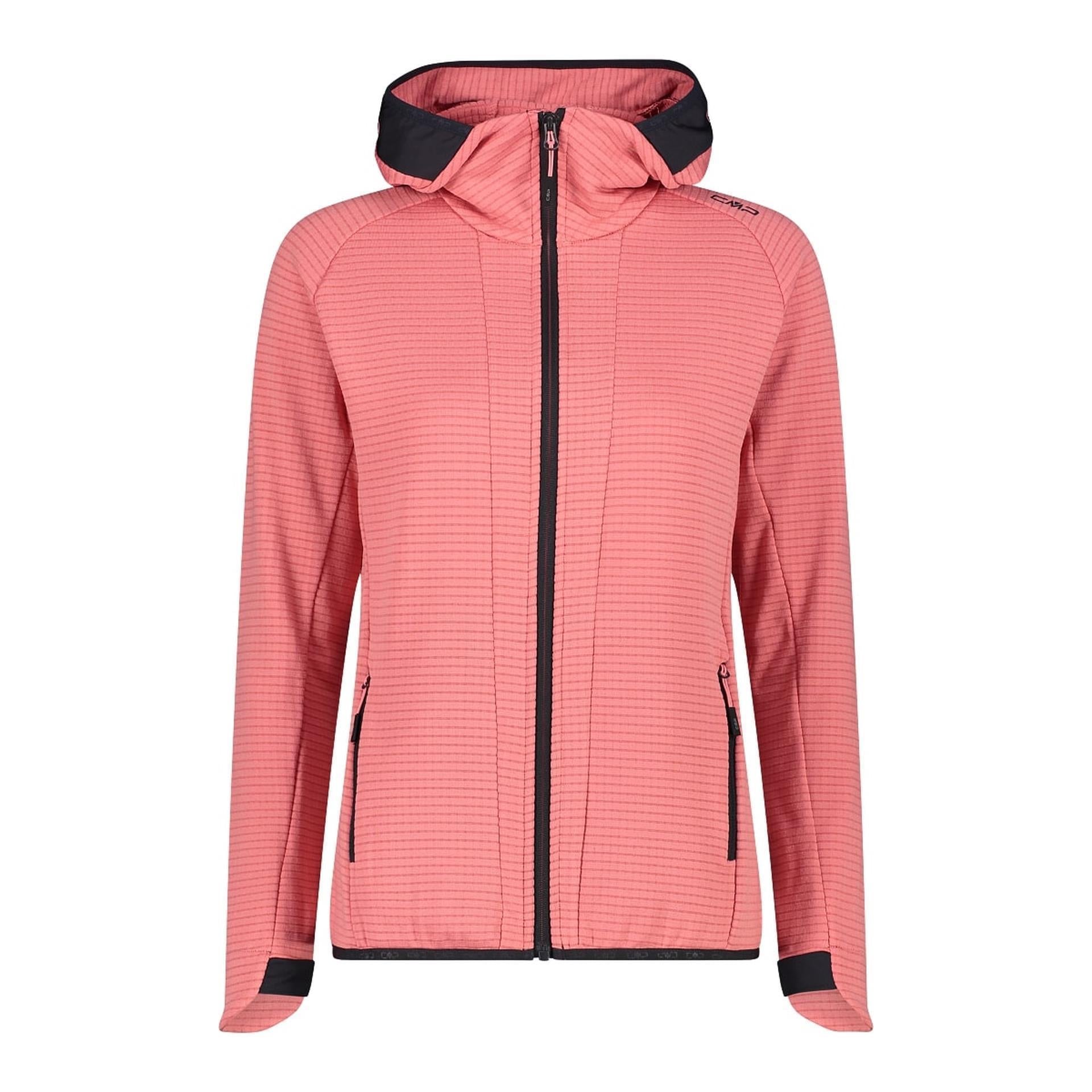Damen GridTech Fleecejacke mit Kapuze in Orchidea, Frontansicht mit Reißverschluss