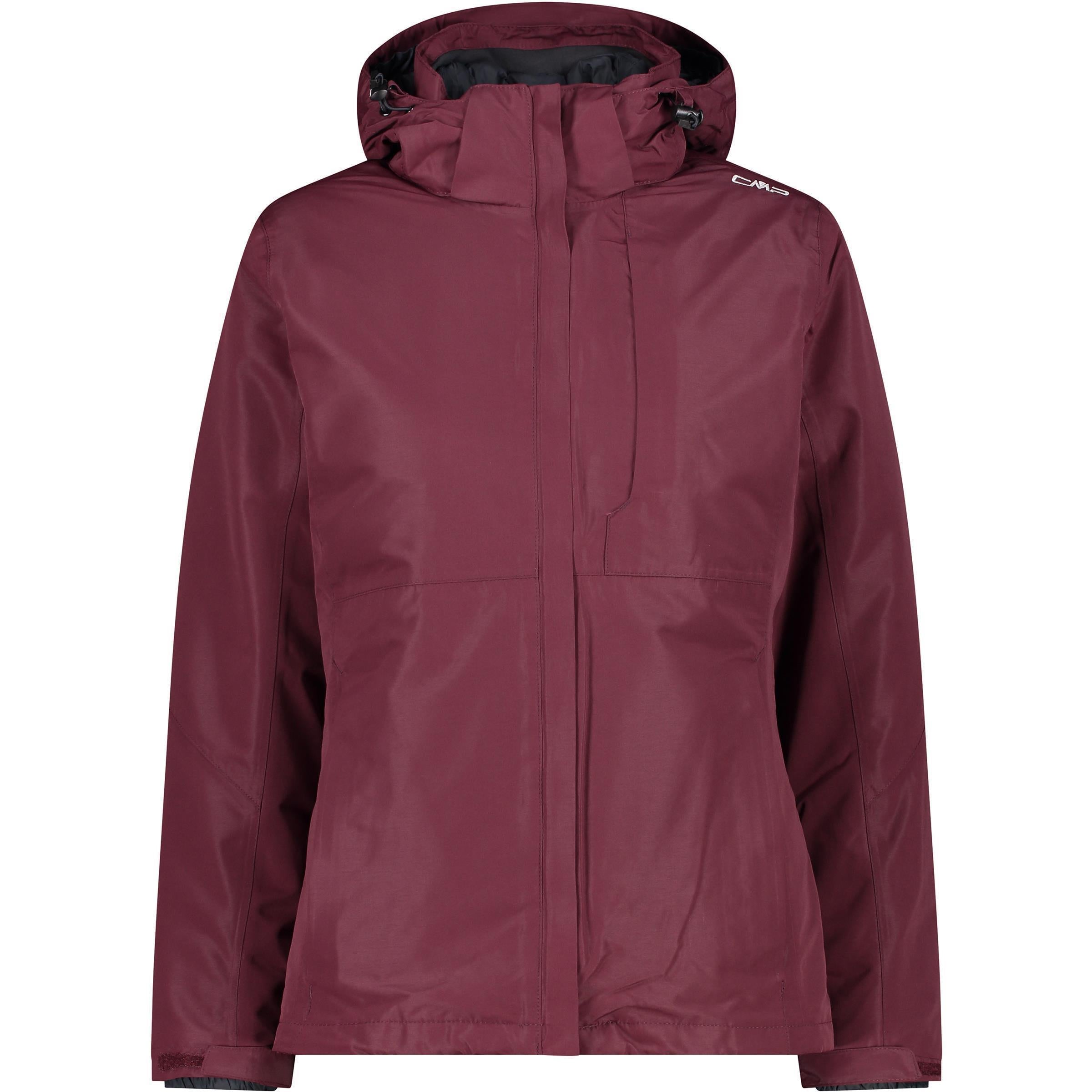 CMP Damen 3-in-1 Softshelljacke burgundy – Vorderansicht mit Kapuze