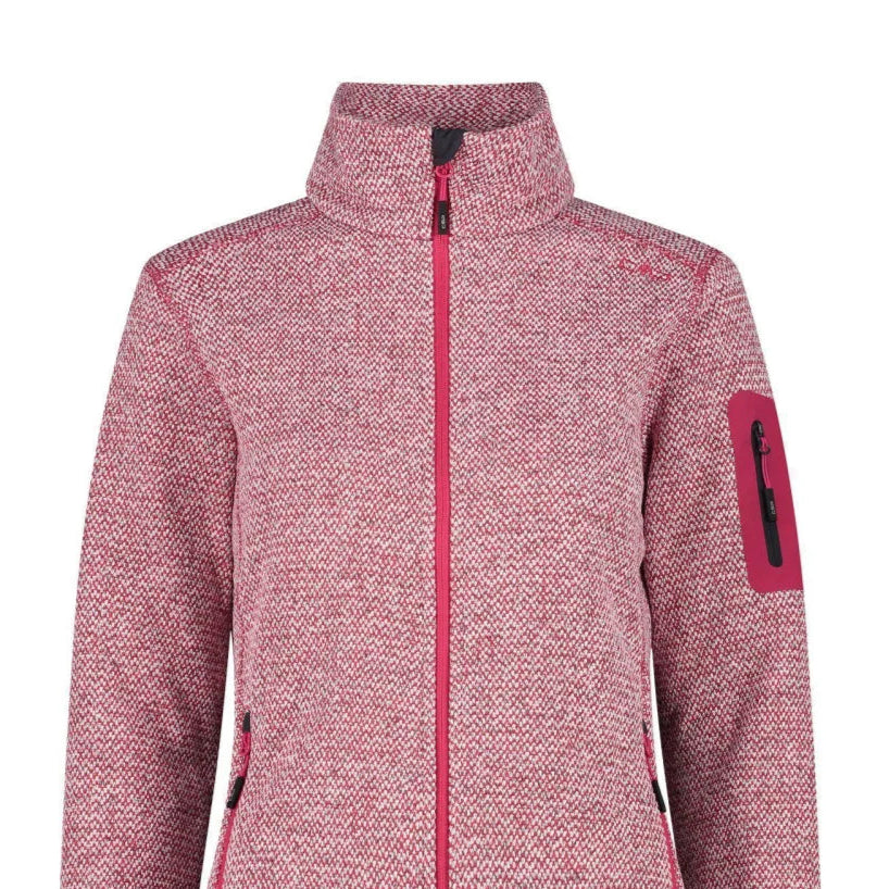 CMP Damen knitted melange Fleecejacke 3H14746 fucsia-bianco