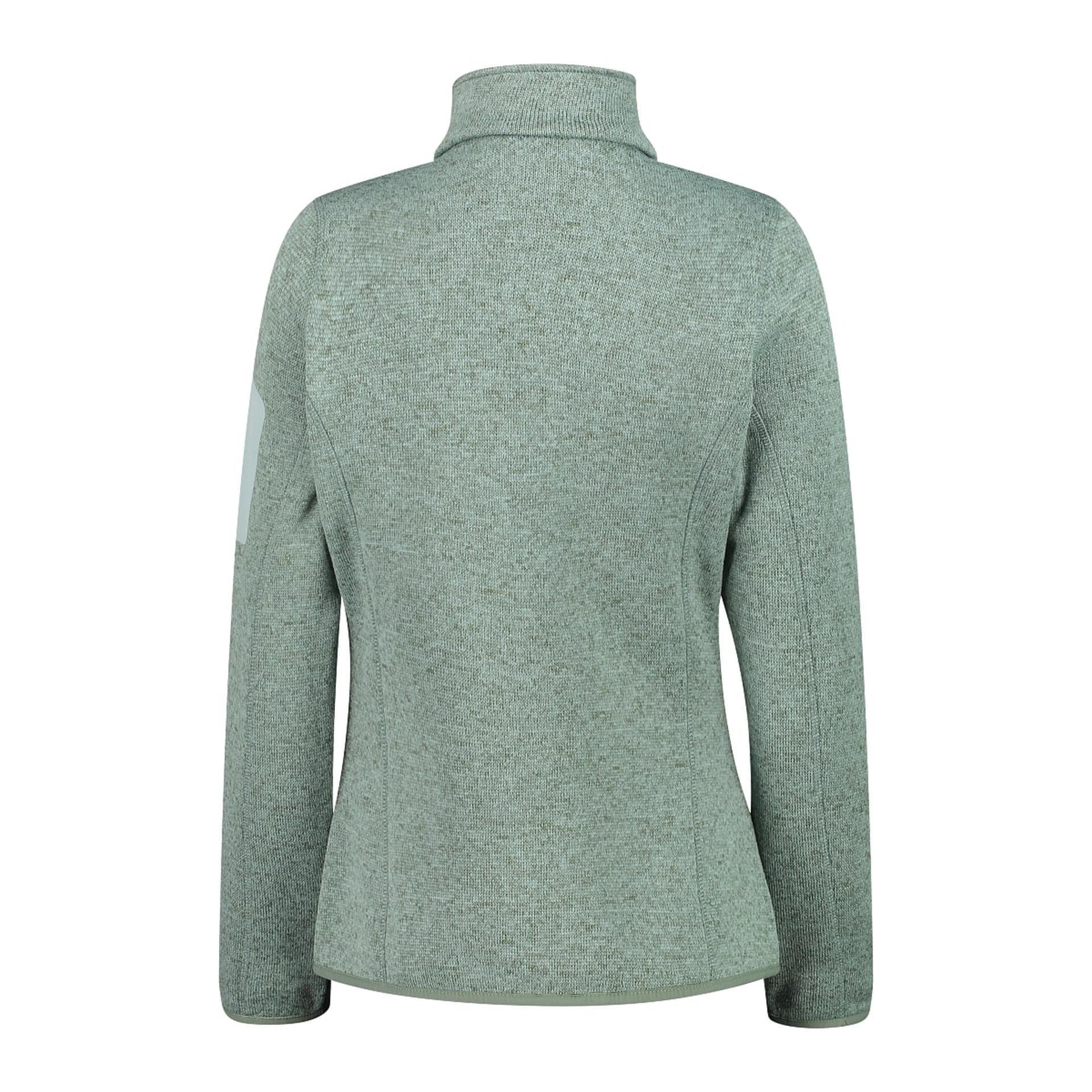 Rückseite der gestrickten CMP Damen-Fleecejacke jade-salvia