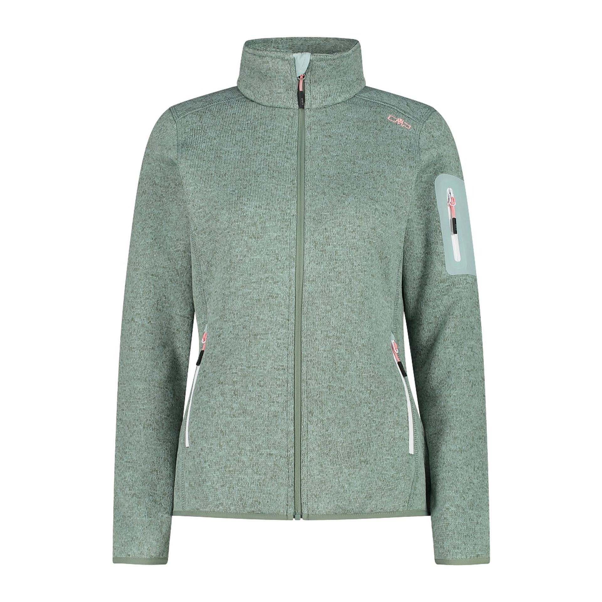 CMP Damen Fleecejacke jade-salvia mit Reißverschluss und Strickoptik