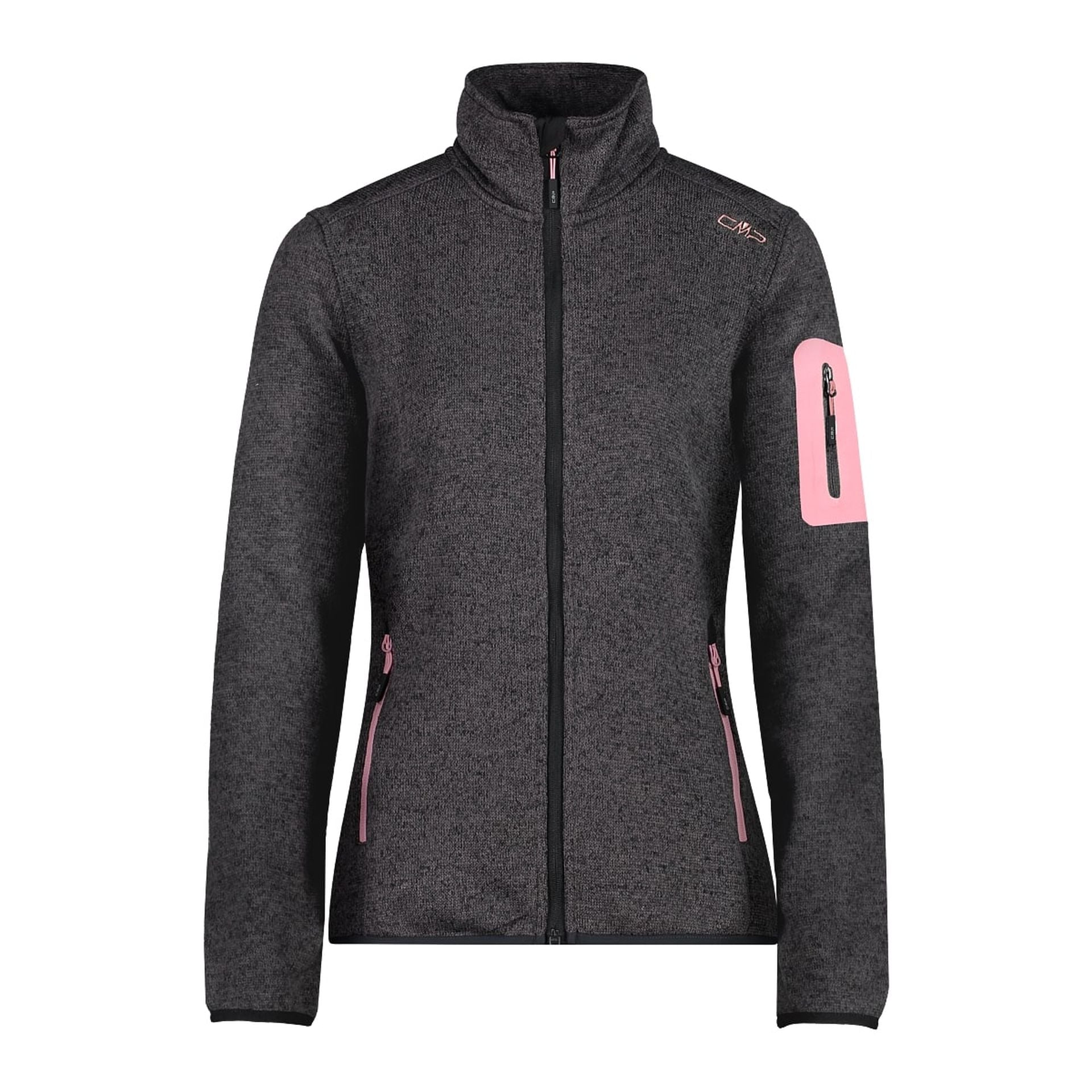 CMP Damen knitted melange Fleecejacke 3H14746 nero-fard