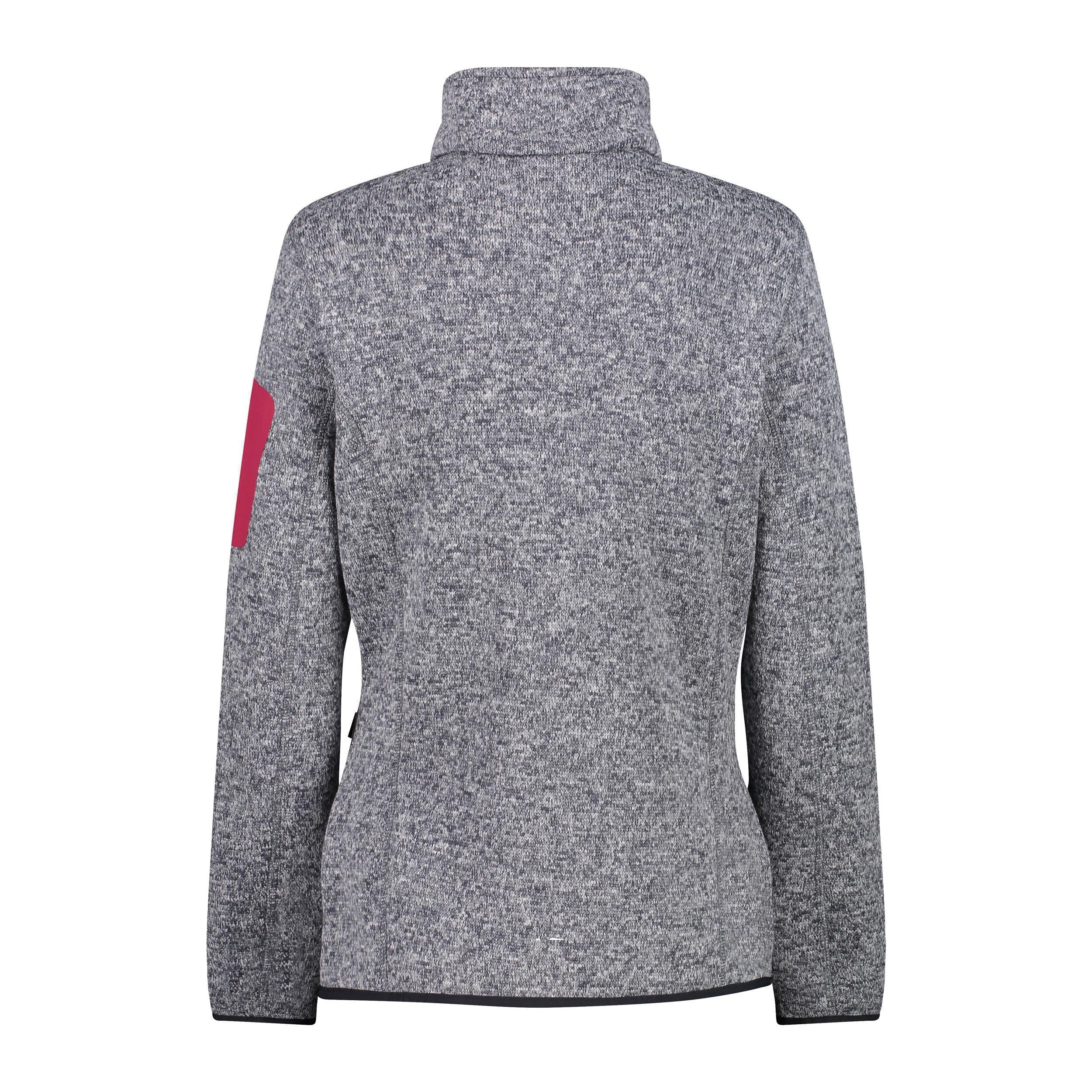 CMP Damen knitted melange Fleecejacke 3H14746 titanio-bianco-fucsia