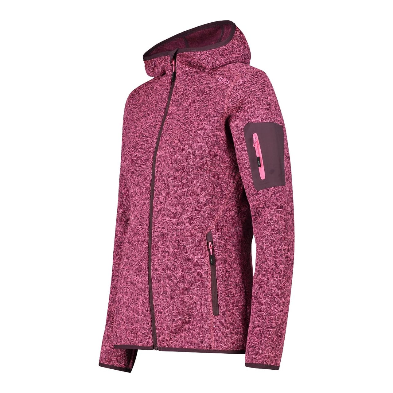 CMP Damen knitted melange Zip Hoodie Jacke 3H19826 pink fluo-plum