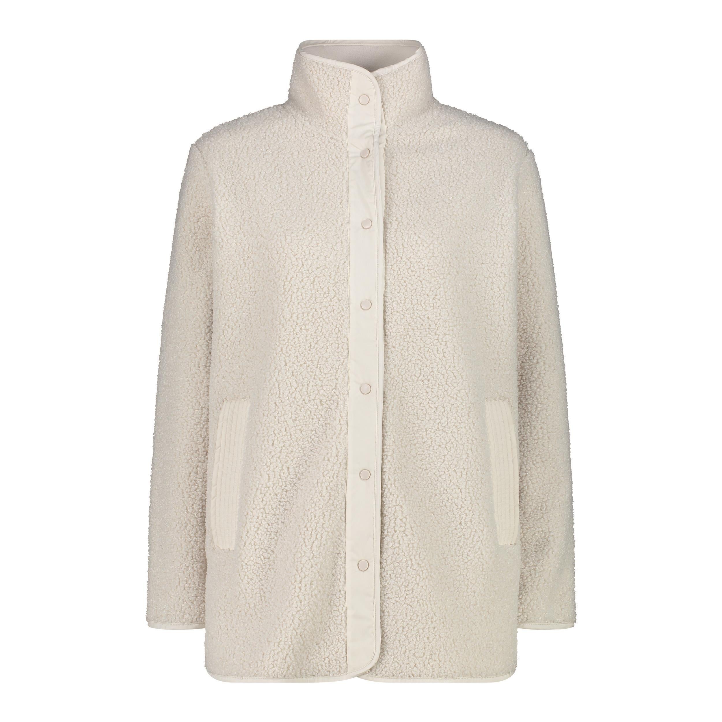 CMP Damen HighLoft® Langjacke in vaniglia – Vorderansicht mit Stehkragen und Druckknopf-Leiste