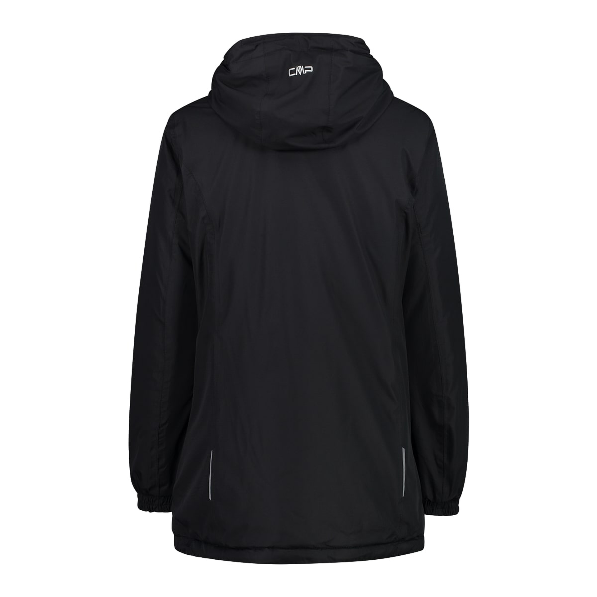 Wasserdichte Winterjacke für Damen – Rückansicht schwarz
