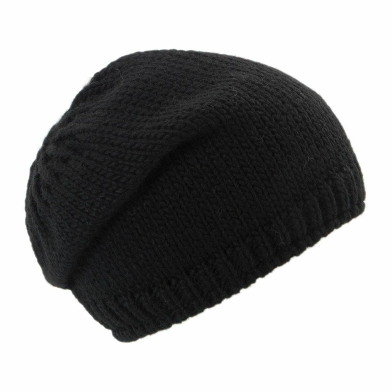 Vorderansicht Damen-Strickmütze Slouch in Schwarz