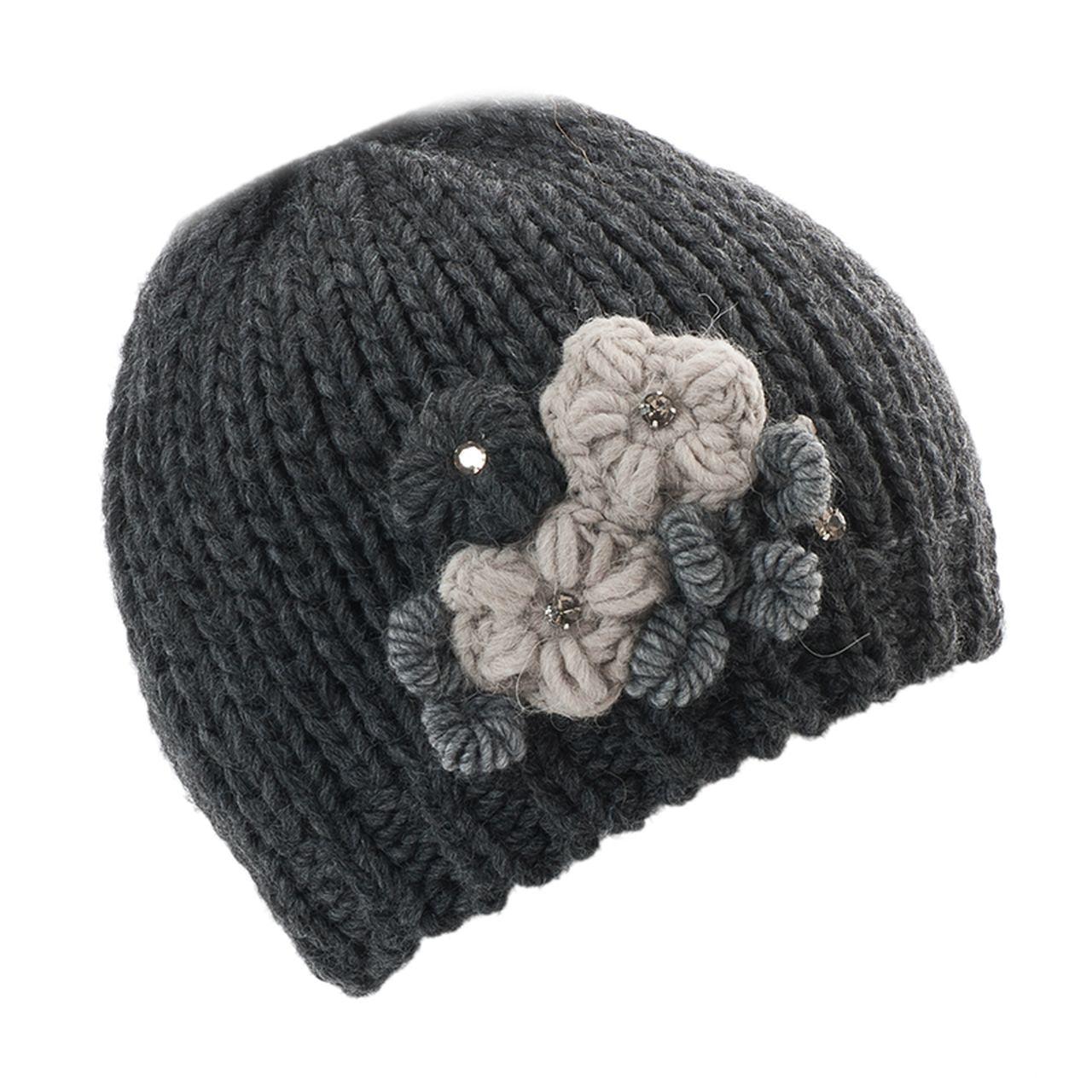 Vorderansicht Damen-Strickmütze in Anthrazit