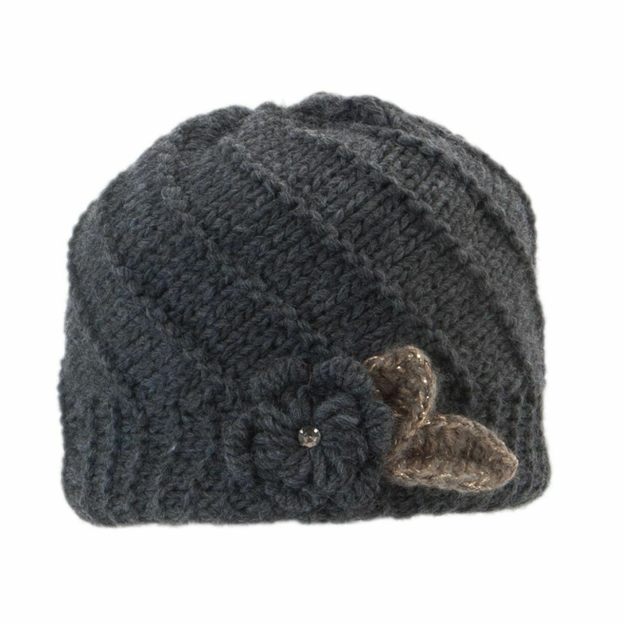 Vorderansicht Damen-Strickmütze Grobstrick in Anthrazit