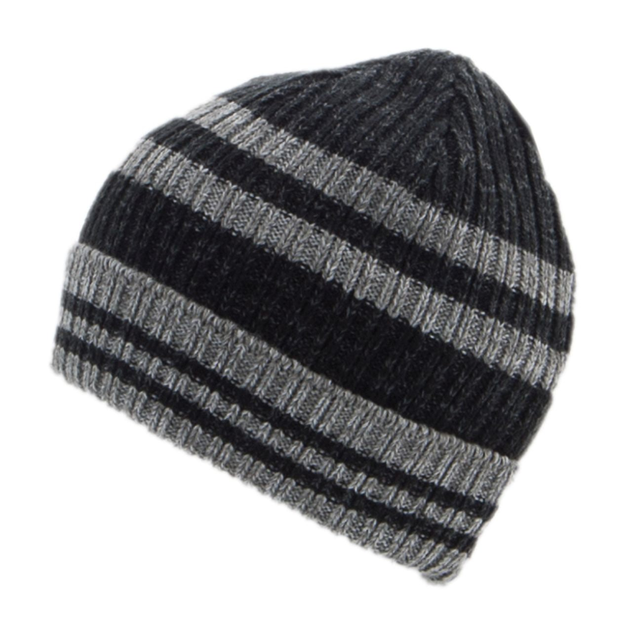 Vorderansicht Strickmütze mit Fleece in Anthrazit-Grau