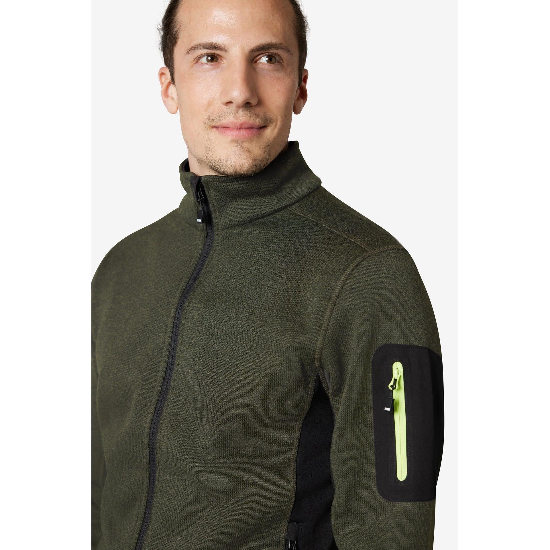 FHB Strick-Fleece Jacke 79595 CHRISTOPH oliv-schwarz  Herren Fleece