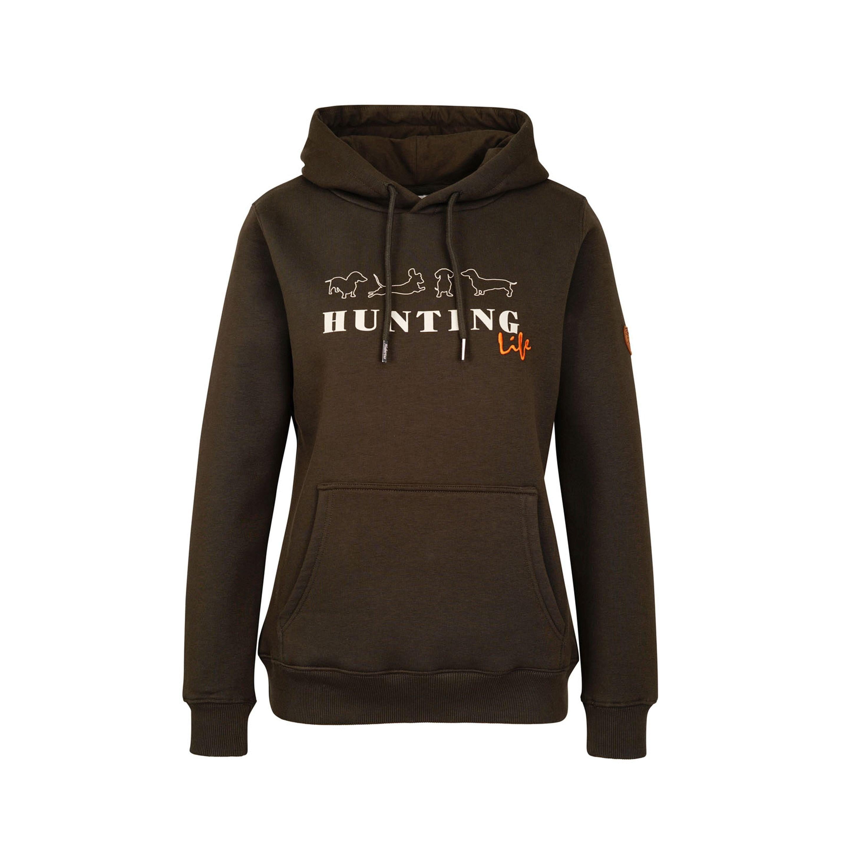 HUBERTUS Women HUNTING HOODIE "HUNTING LIFE"  oliv  Damen  Print Kapuzenpullover
