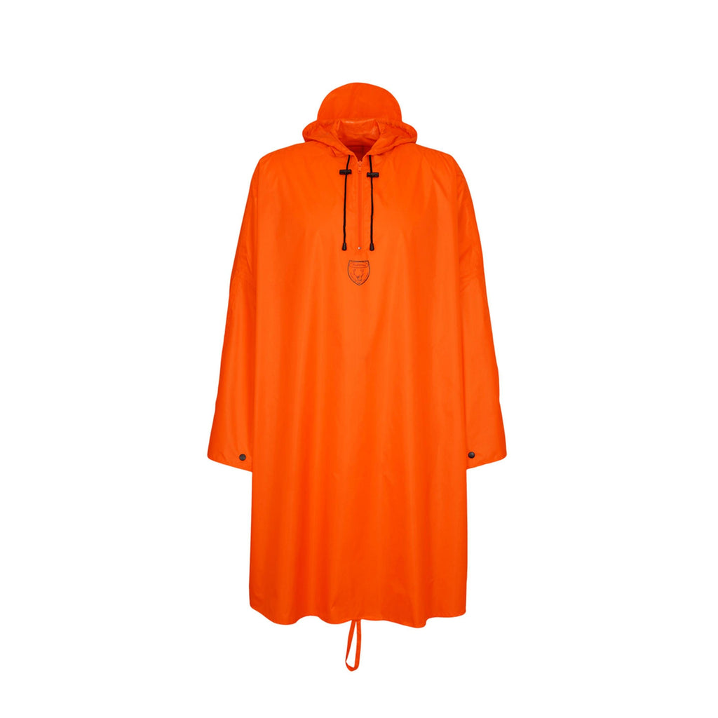 Hubertus Regenponcho in Neonorange – mit Kapuze und Frontreißverschluss