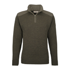 HUBERTUS Herren Troyer – Vorderansicht in oliv/braun mit offenen Reißverschluss