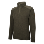 Jagdpullover mit Troyerkragen von HUBERTUS – Seitenansicht mit Ellenbogenbesatz