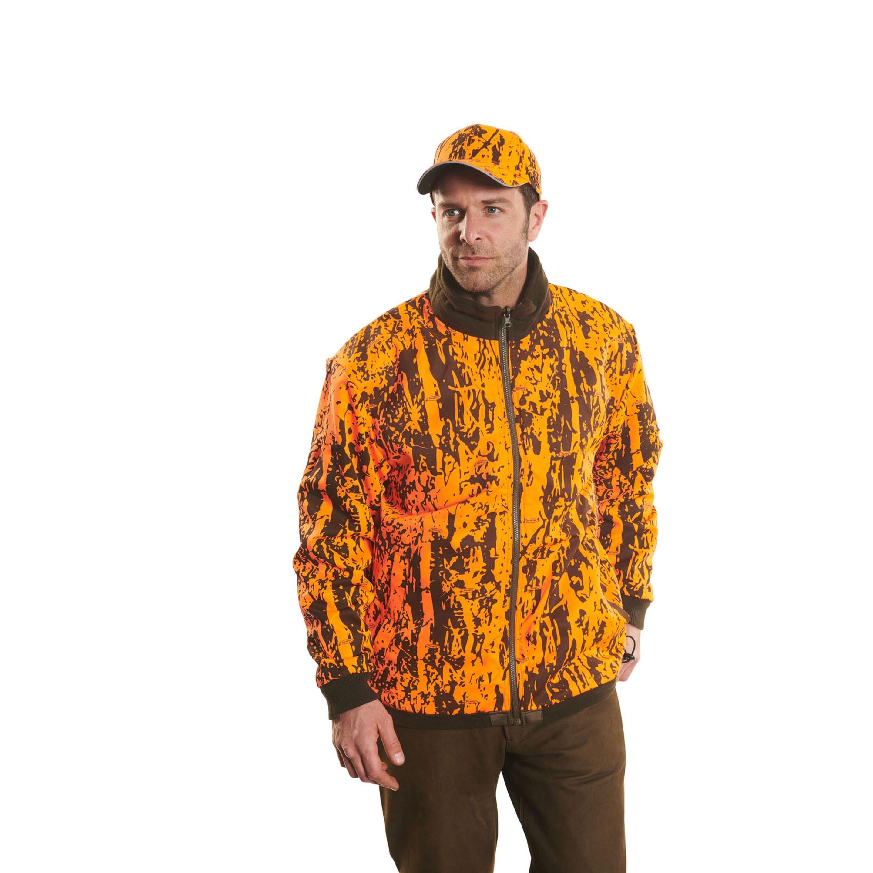 HUBERTUS Warn-Wende-Fleecejacke DRÜCKJAGD oliv (camo) Jagdjacke