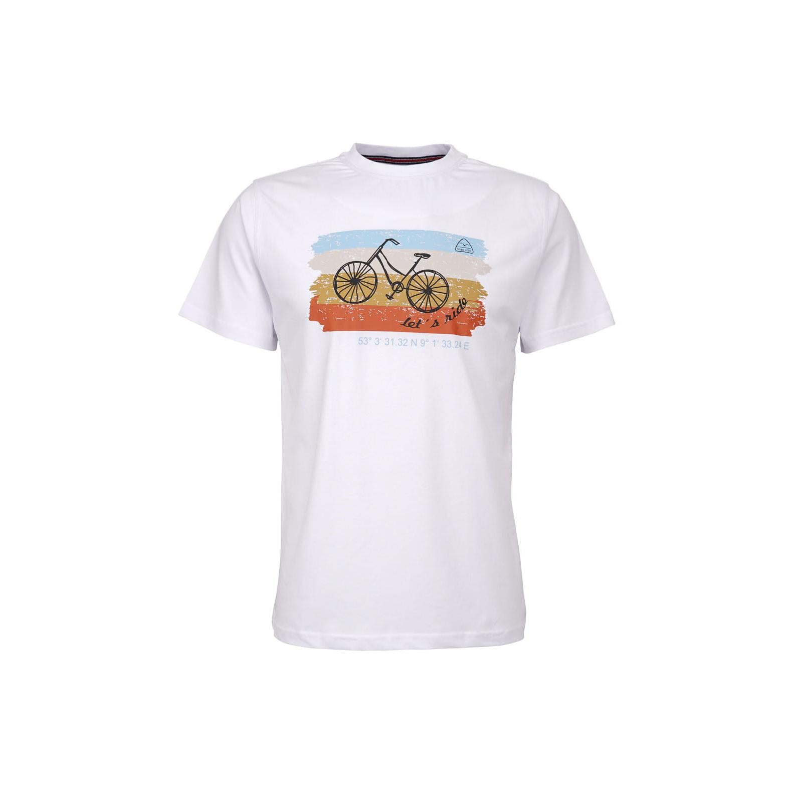 BRIGG  Herren T-Shirt  TRAVELBIKE  weiß Printshirt