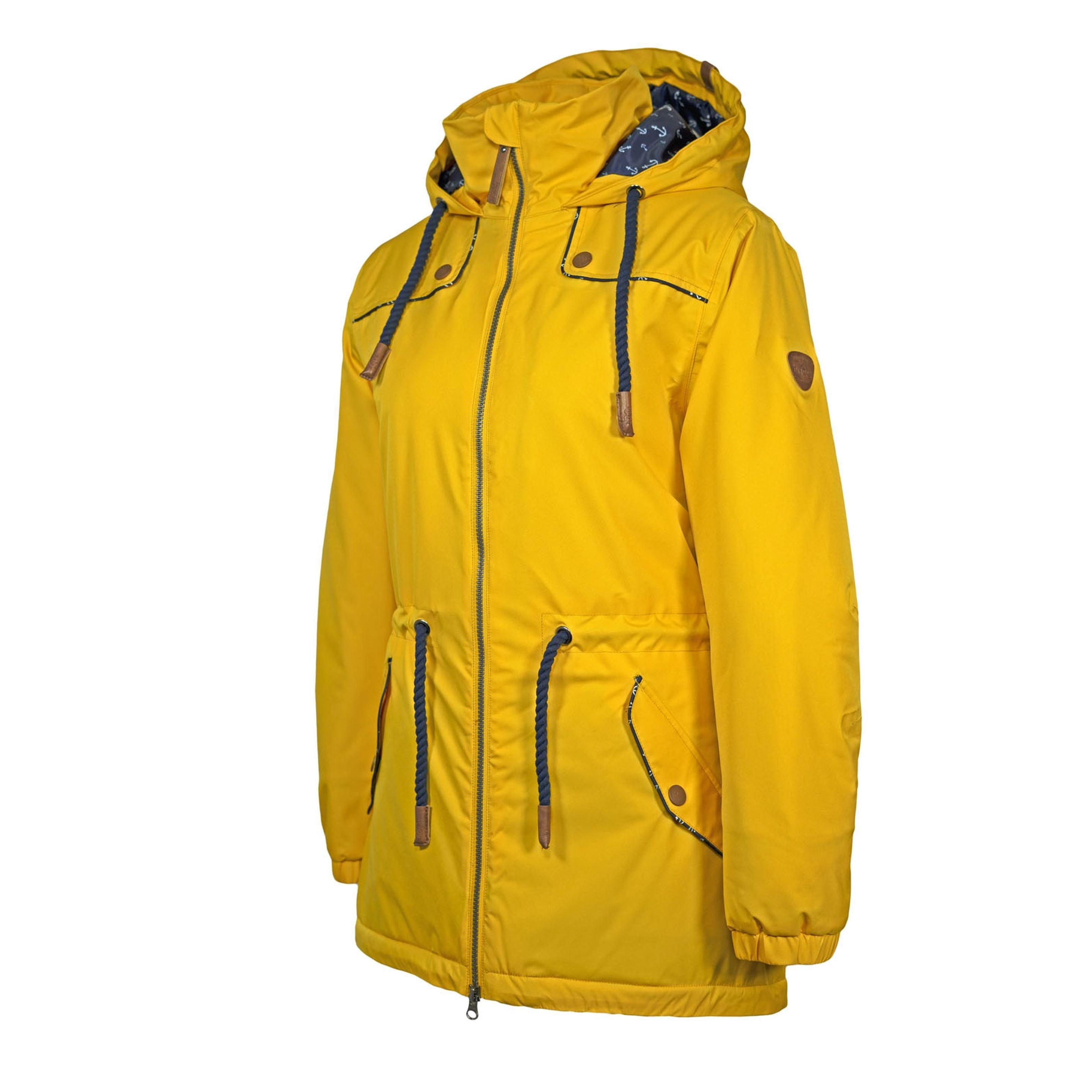 Seitenansicht vom Damen-Winterparka VERENA – mit tailliertem Schnitt & farblichen Details