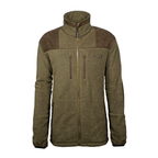 Hubertus Herren Fleecejacke in Oliv – Frontansicht mit Stehkragen und Reißverschlusstaschen
