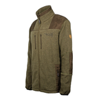 Sportliche Hubertus Fleecejacke mit Veloursbesatz an Schultern und Ellenbogen – Seitenprofil