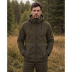 HUBERTUS Herren Anorak WINDBLOCKER Fleecejacke oliv/braun Jagdjacke
