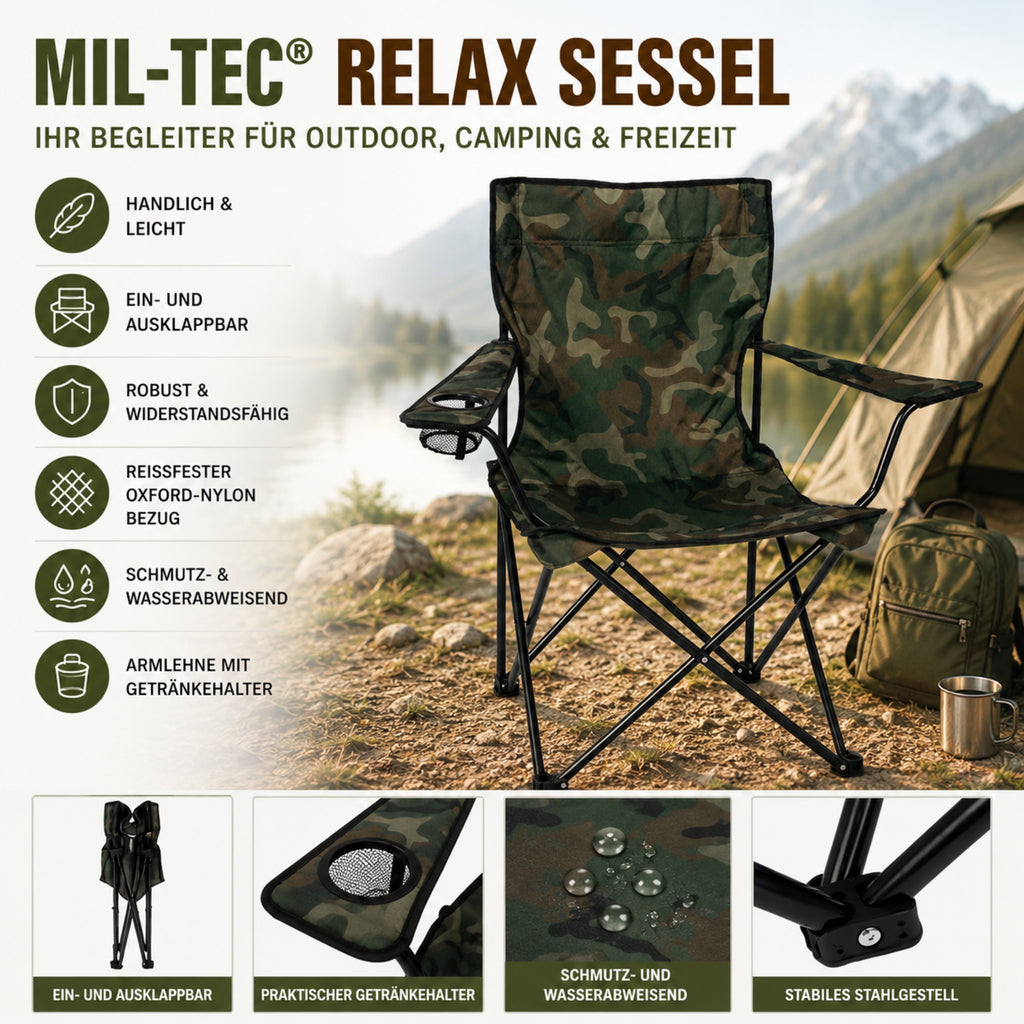 MIL-TEC® Relax Sessel woodland Campingstuhl Klappstuhl
