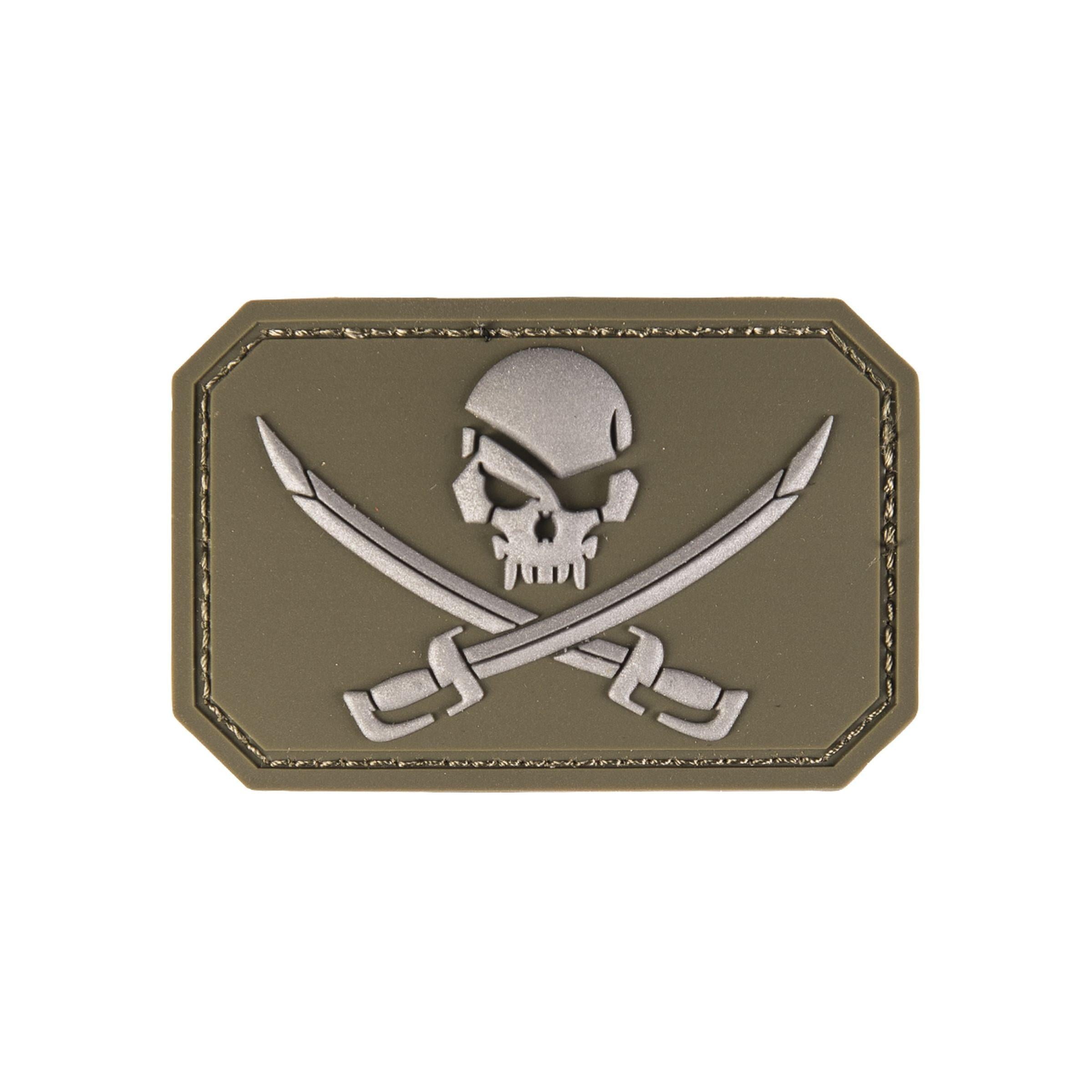 MIL-TEC® Rubber Patch 'SKULL W.SWORDS' oliv 3D PVC Klettabzeichen large