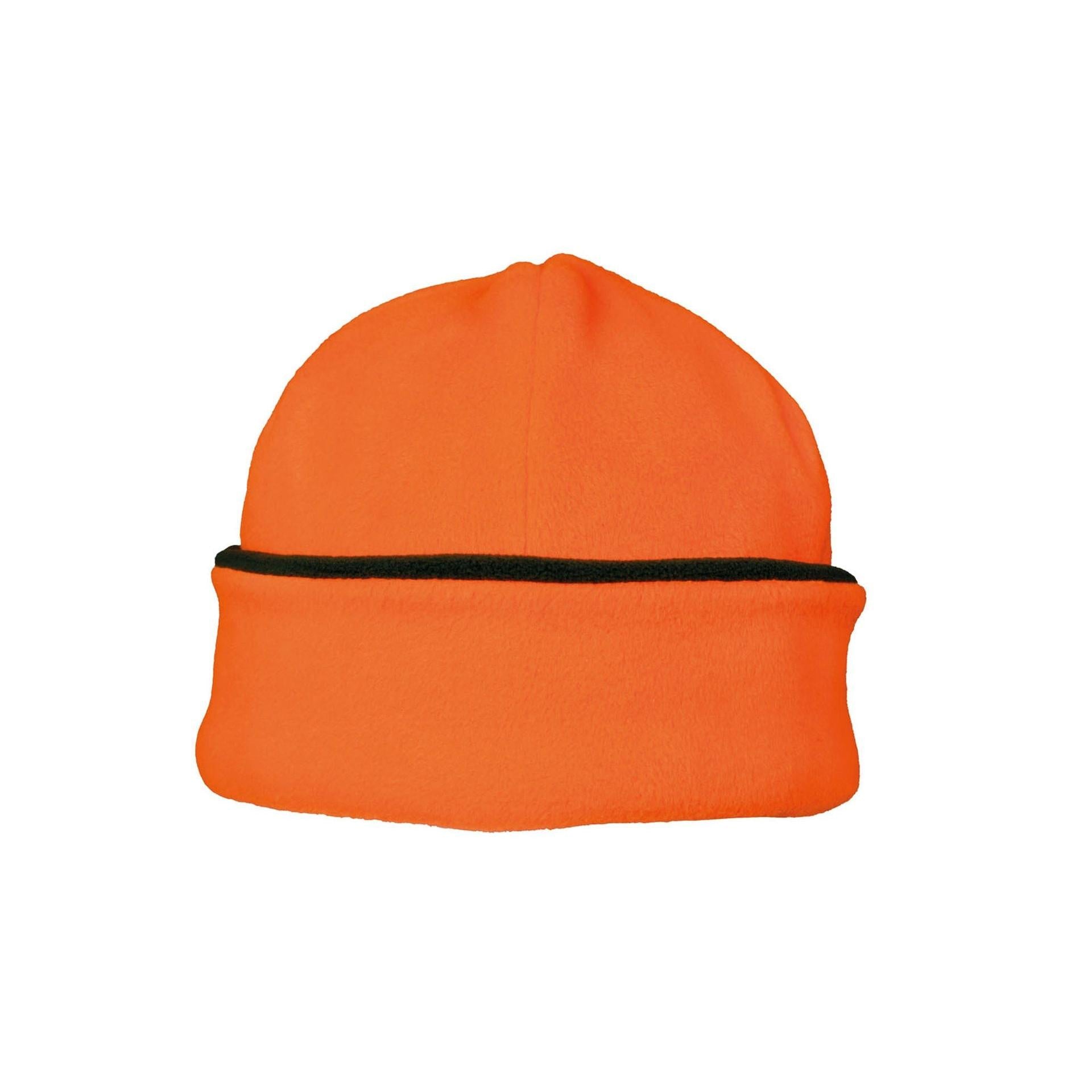 Fleece-Wendemütze Skogen – Rückansicht mit zweifarbiger Funktion in Oliv & Orange