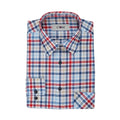 CDM® Herren Langarmhemd rot/blau 1/1 Arm comfort fit