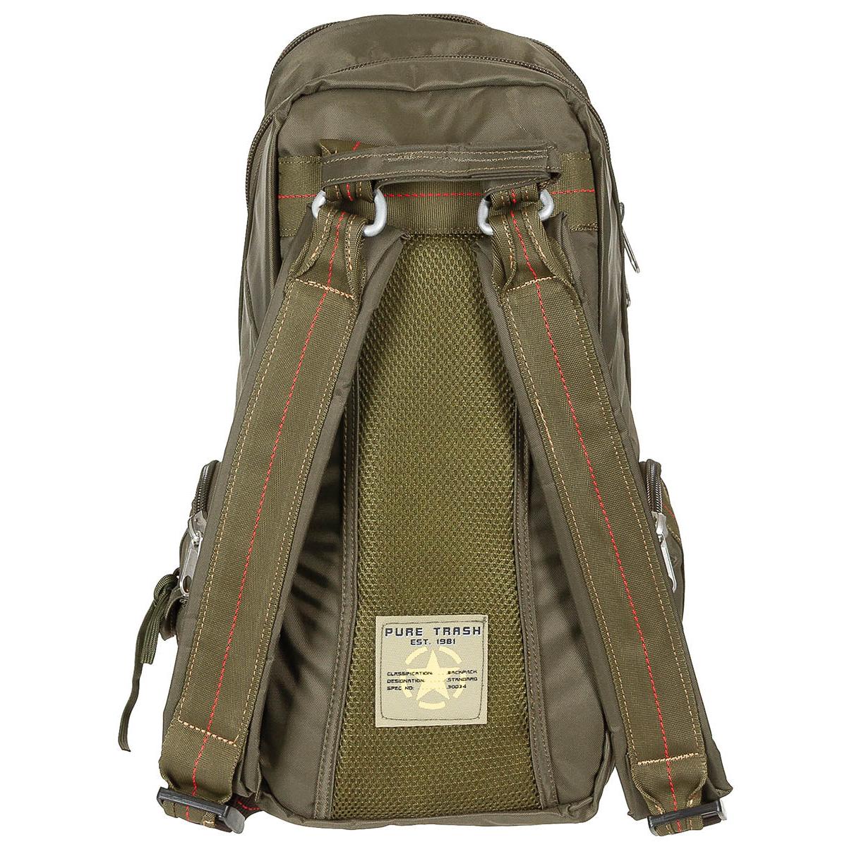 PURE®TRASH  Rucksack "PT" klein oliv m. Karabinerhaken 20 Liter Daypack