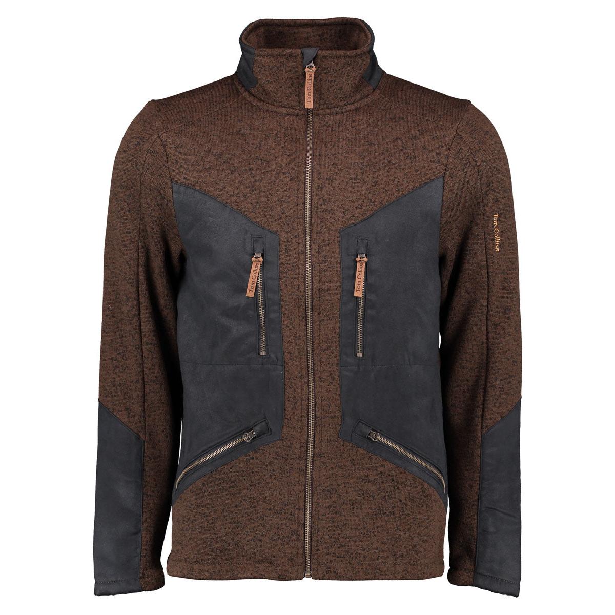 Tom Collins® Strickfleece Jacke dunkelbraun Herren Fleecejacke