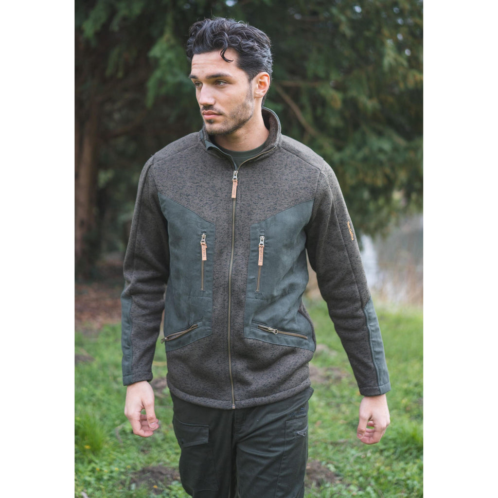 Tom Collins® Strickfleece Jacke dunkelbraun Herren Fleecejacke