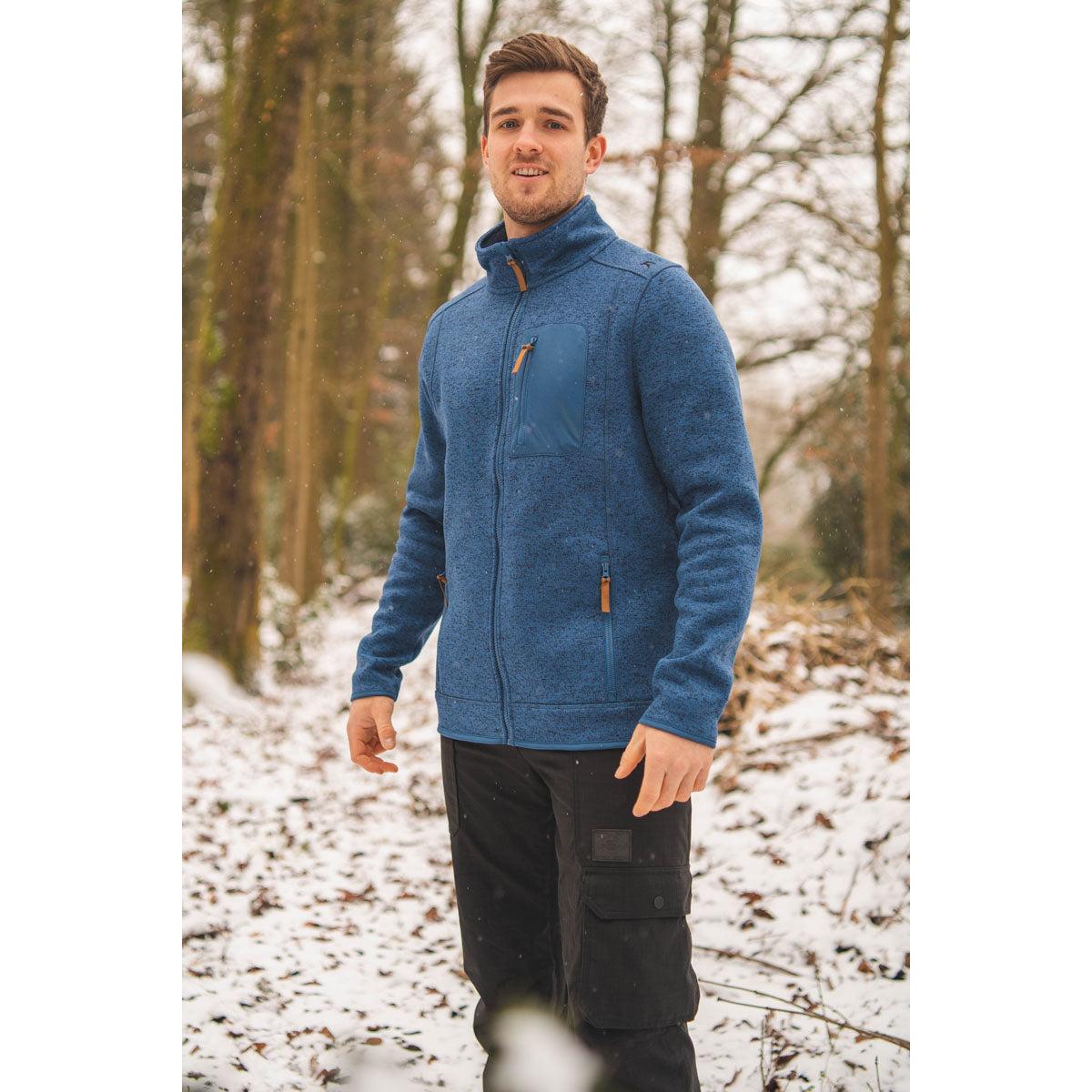 OS-Trachten® Herren Strickfleece Jacke marine