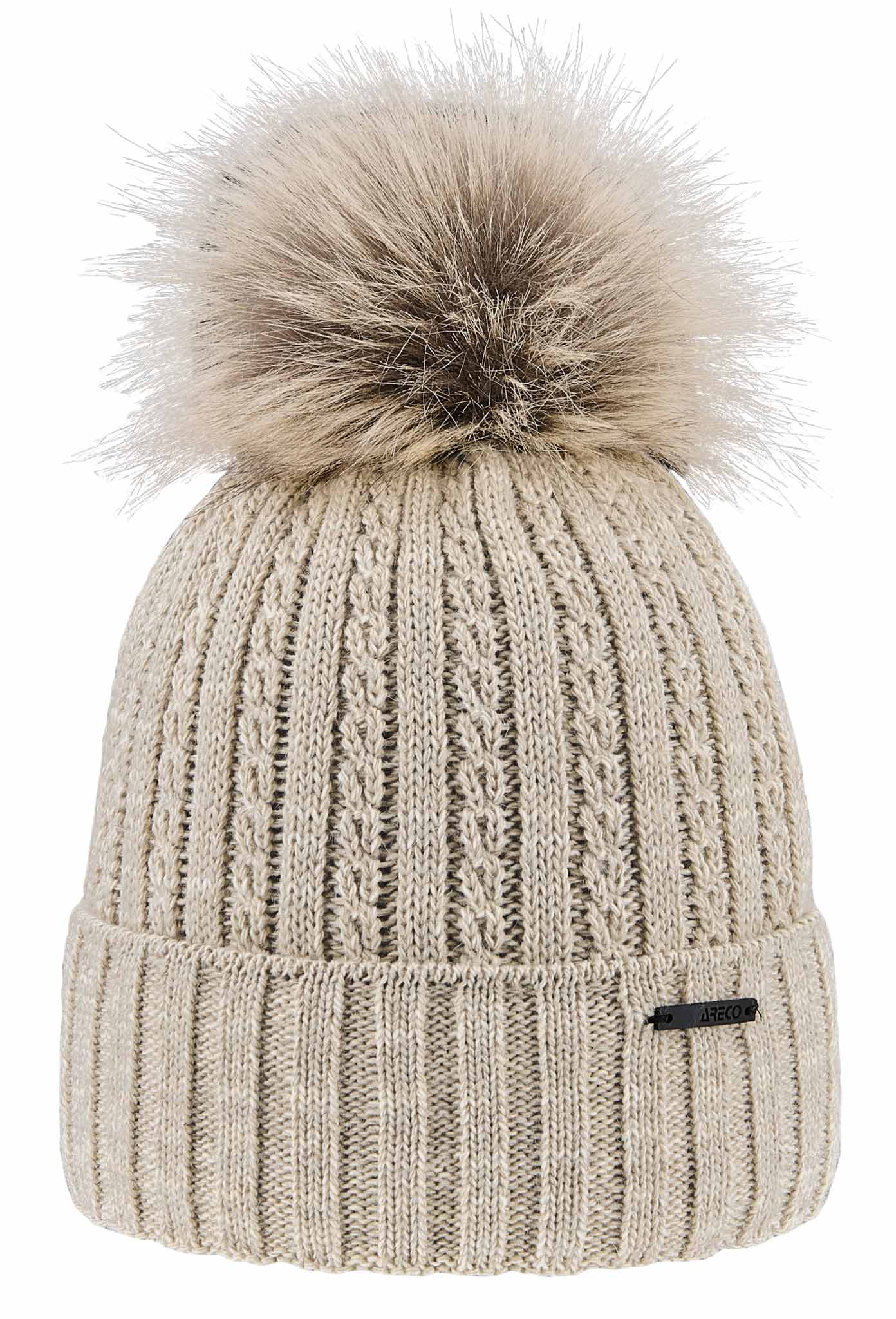 ARECO Damen Bommelmütze 7382  Mütze Pudelmütze Wintermütze