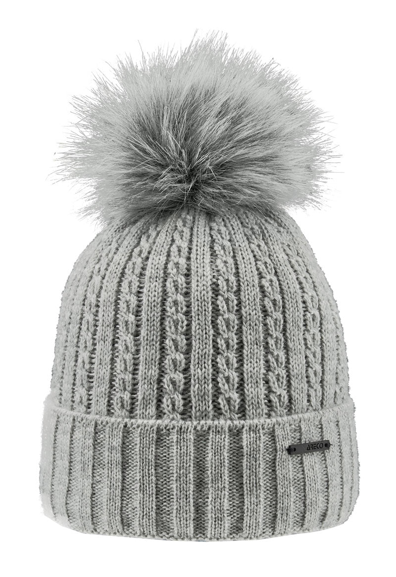 ARECO Damen Bommelmütze 7382  Mütze Pudelmütze Wintermütze