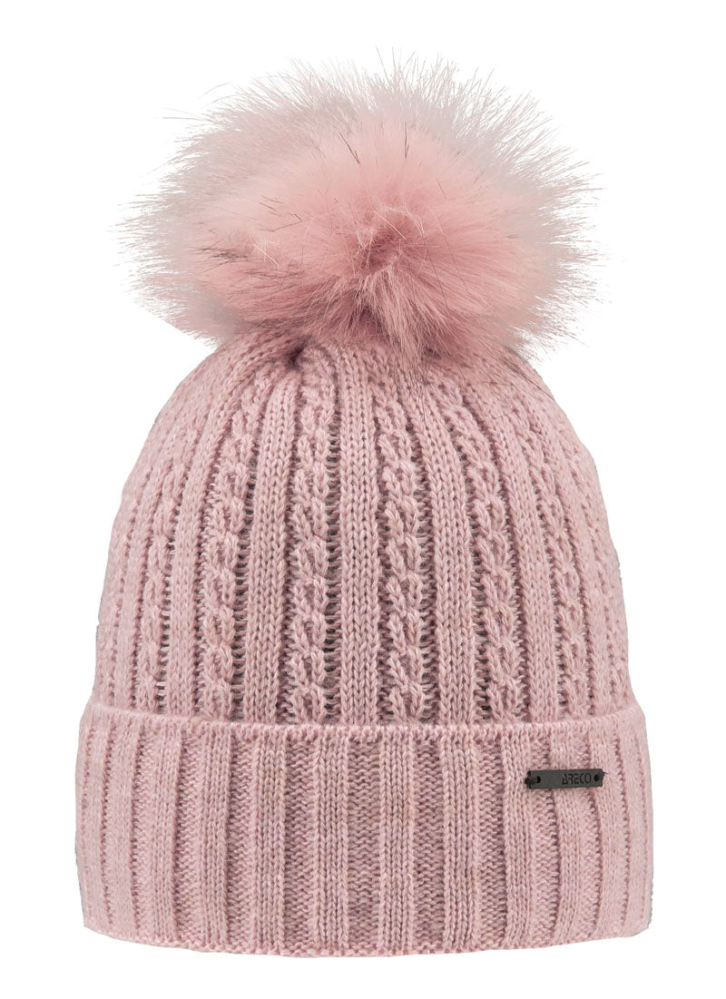 ARECO Damen Bommelmütze 7382  Mütze Pudelmütze Wintermütze