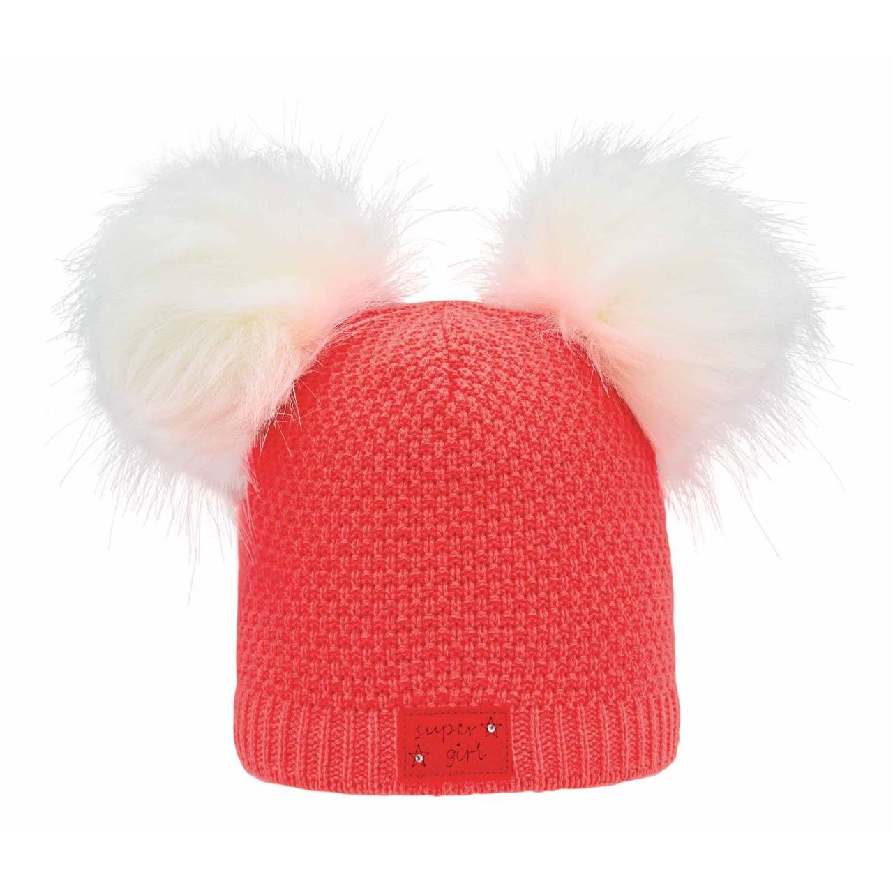 Kinder Pudelmütze mit zwei Pompoms – Vorderansicht
