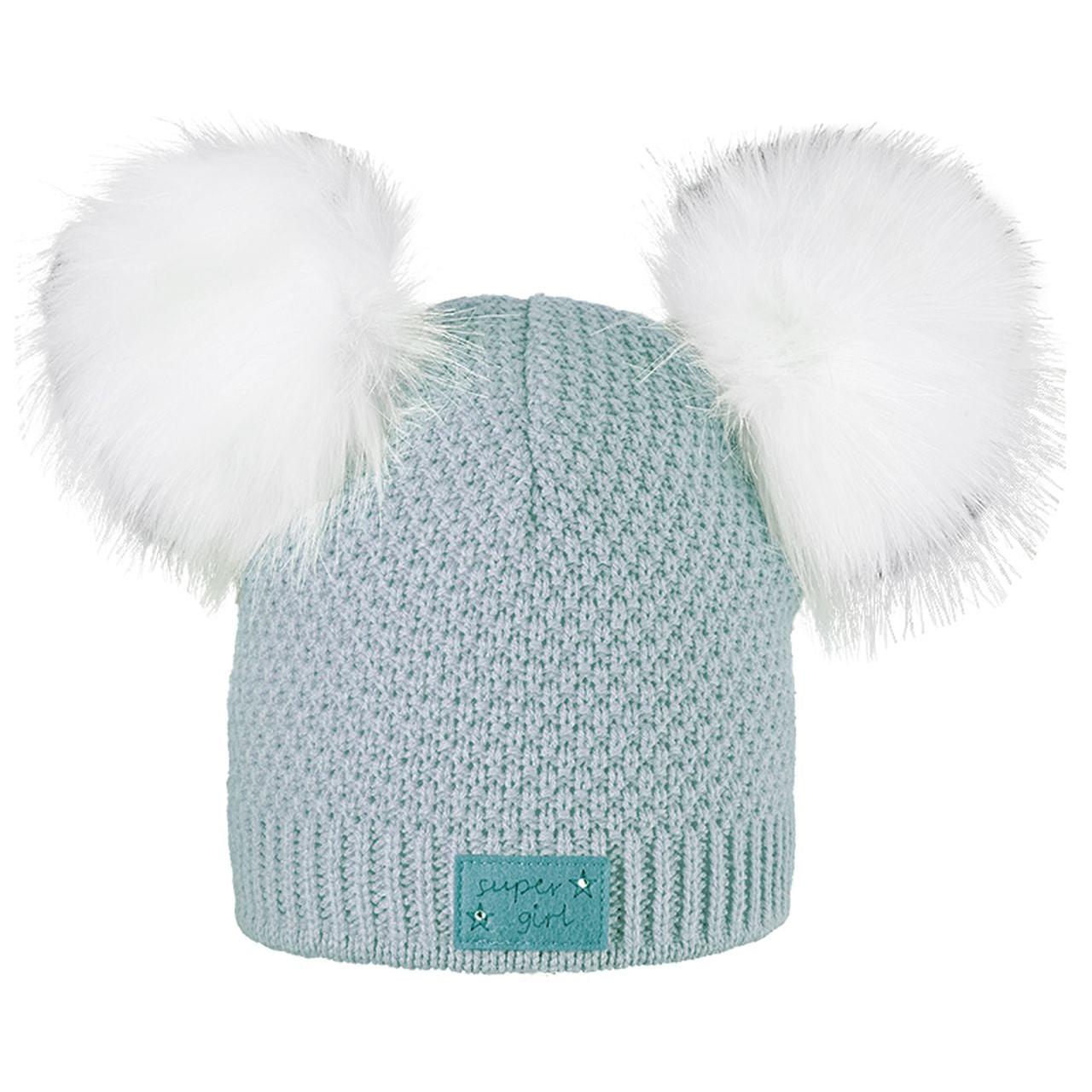 Kinder Pudelmütze mit zwei Pompoms – Vorderansicht