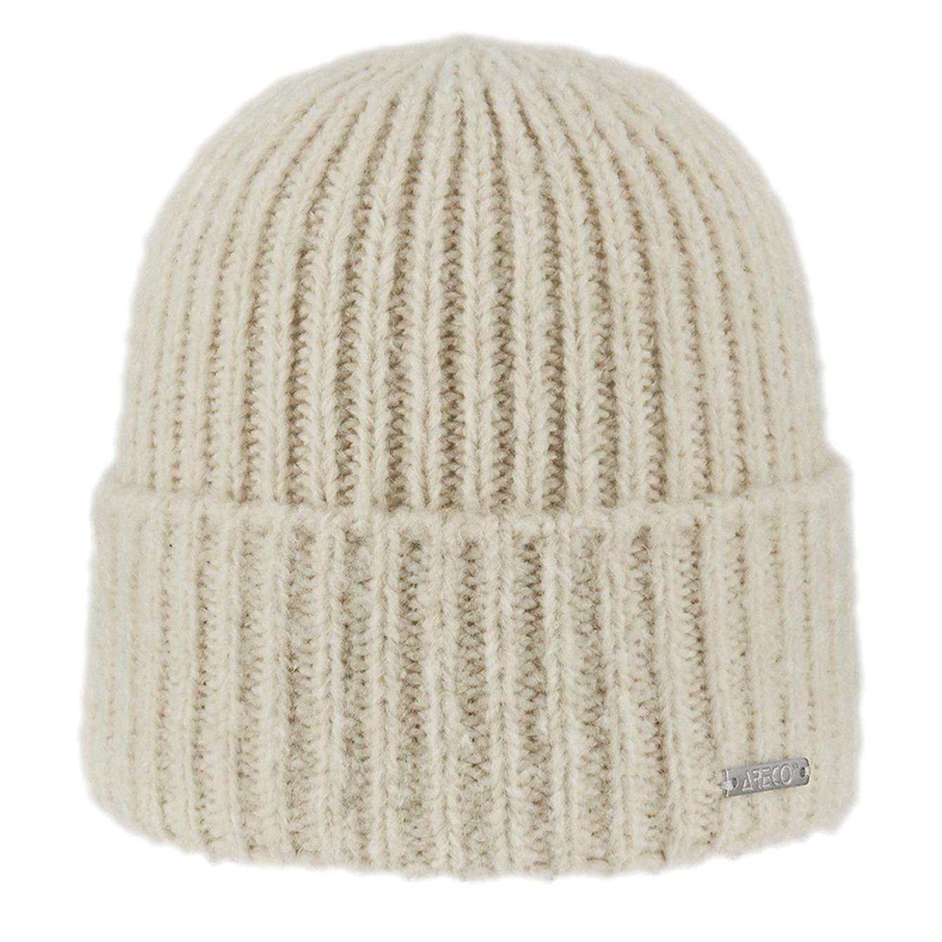 Damen Beanie Fleecy – Vorderansicht in neutraler Farbe