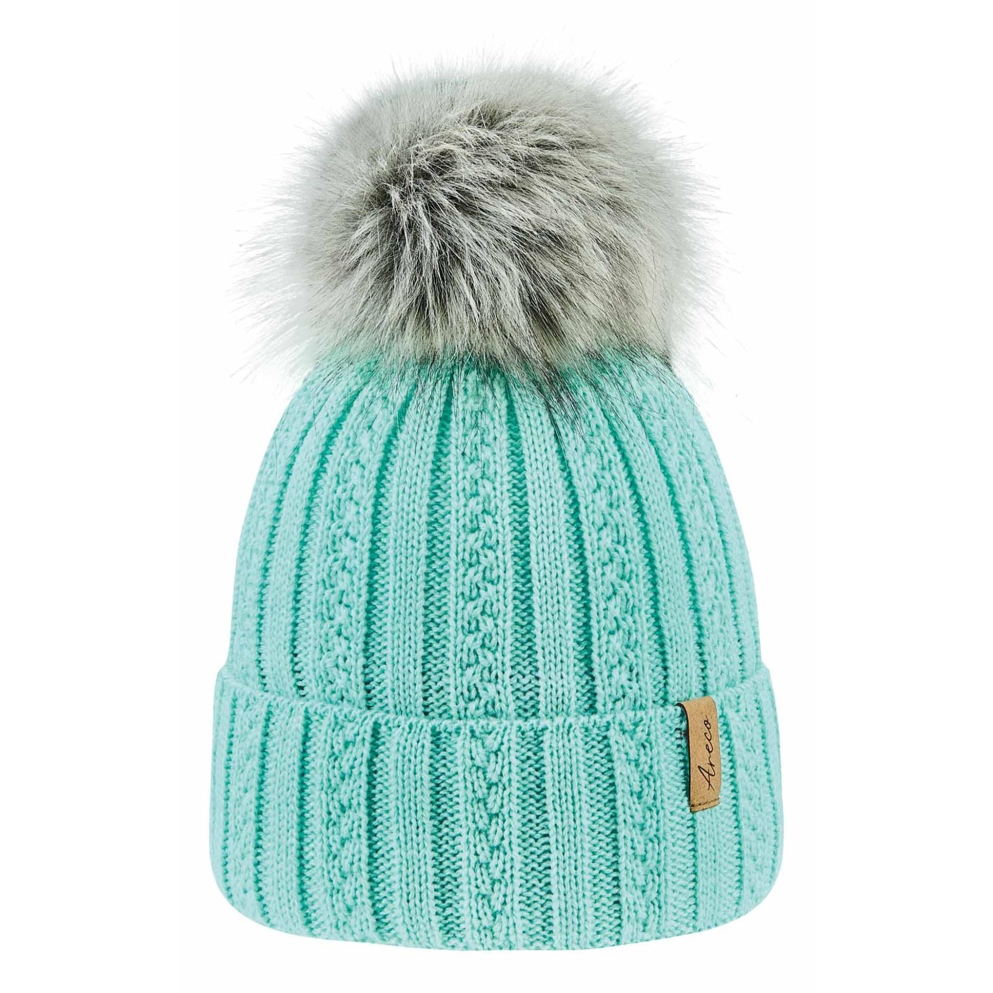 Kinder Pudelmütze mit Kunstfellbommel – Vorderansicht