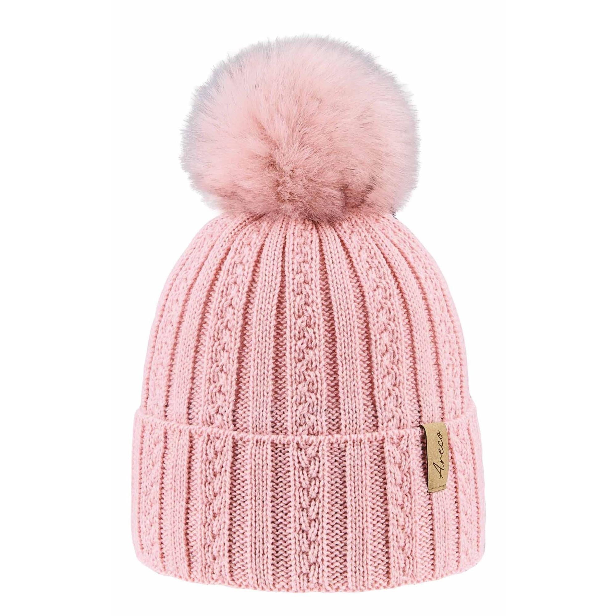 Kinder Pudelmütze mit Kunstfellbommel – Vorderansicht